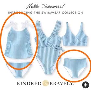 EUC Kindred Bravely maternity bathing suit bottoms blue and white stripe